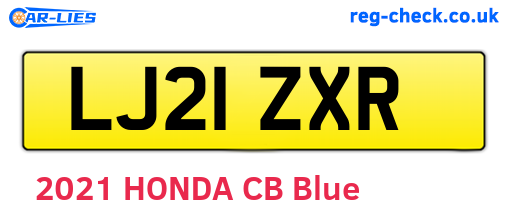 LJ21ZXR are the vehicle registration plates.