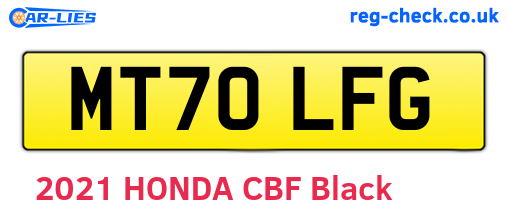 MT70LFG are the vehicle registration plates.