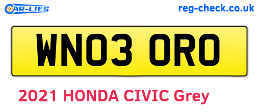 WN03ORO are the vehicle registration plates.