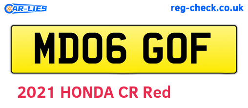 MD06GOF are the vehicle registration plates.