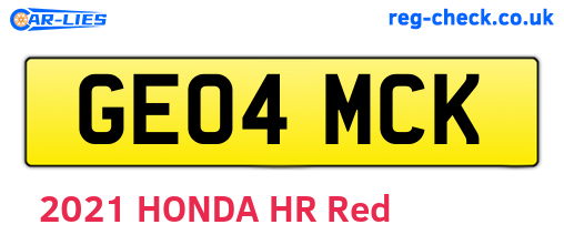 GE04MCK are the vehicle registration plates.