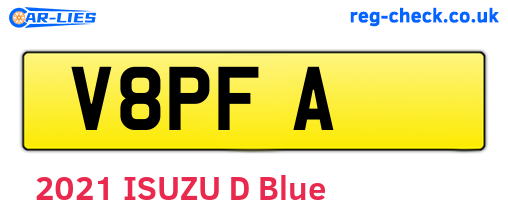 V8PFA are the vehicle registration plates.