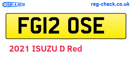 FG12OSE are the vehicle registration plates.