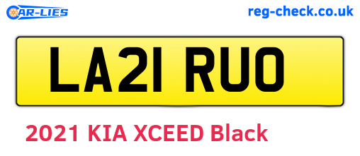LA21RUO are the vehicle registration plates.