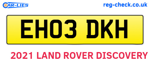 EH03DKH are the vehicle registration plates.
