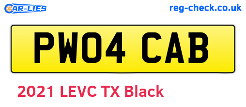 PW04CAB are the vehicle registration plates.