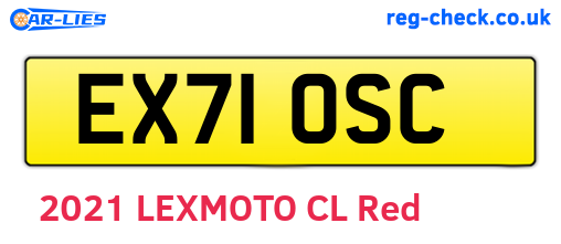 EX71OSC are the vehicle registration plates.