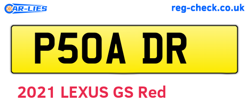 P50ADR are the vehicle registration plates.
