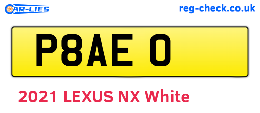 P8AEO are the vehicle registration plates.