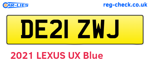 DE21ZWJ are the vehicle registration plates.