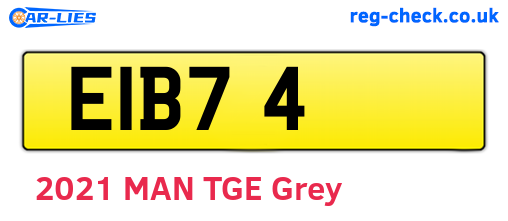 EIB74 are the vehicle registration plates.