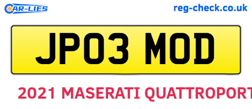JP03MOD are the vehicle registration plates.