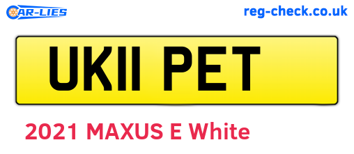 UK11PET are the vehicle registration plates.