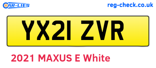 YX21ZVR are the vehicle registration plates.