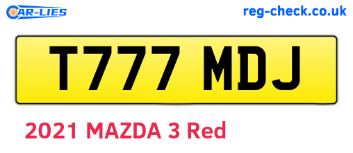 T777MDJ are the vehicle registration plates.