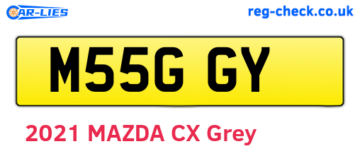M55GGY are the vehicle registration plates.