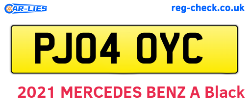 PJ04OYC are the vehicle registration plates.