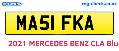 MA51FKA are the vehicle registration plates.