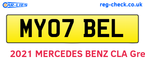 MY07BEL are the vehicle registration plates.