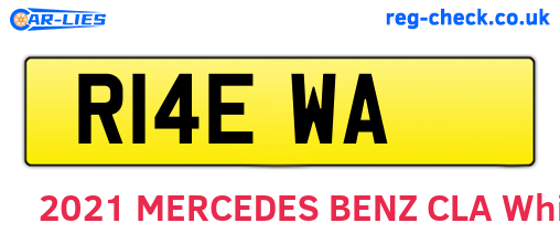 R14EWA are the vehicle registration plates.