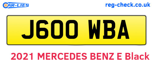 J600WBA are the vehicle registration plates.