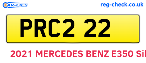 PRC222 are the vehicle registration plates.