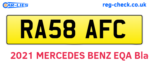 RA58AFC are the vehicle registration plates.