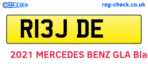R13JDE are the vehicle registration plates.