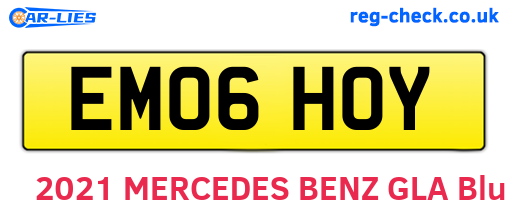 EM06HOY are the vehicle registration plates.
