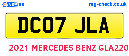DC07JLA are the vehicle registration plates.