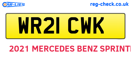 WR21CWK are the vehicle registration plates.