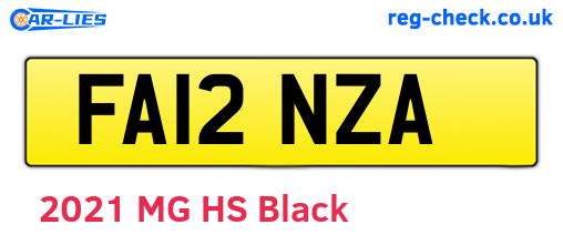 FA12NZA are the vehicle registration plates.