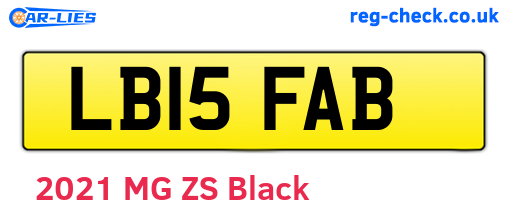 LB15FAB are the vehicle registration plates.