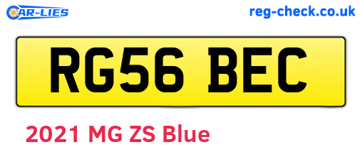 RG56BEC are the vehicle registration plates.