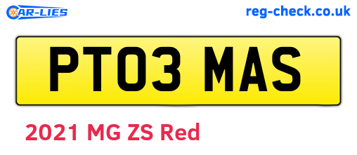 PT03MAS are the vehicle registration plates.