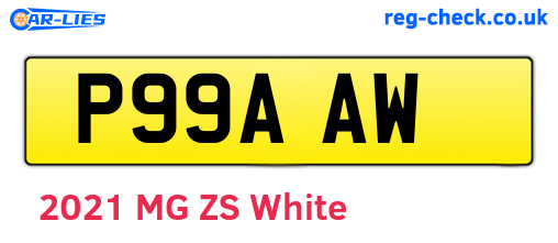 P99AAW are the vehicle registration plates.