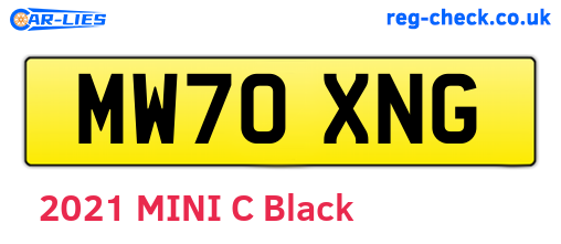 MW70XNG are the vehicle registration plates.