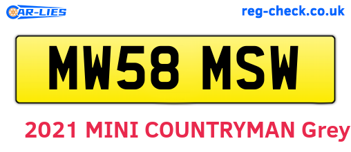 MW58MSW are the vehicle registration plates.