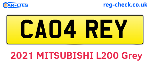 CA04REY are the vehicle registration plates.