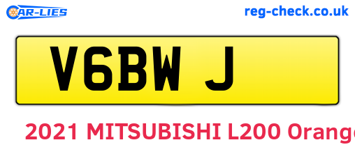 V6BWJ are the vehicle registration plates.