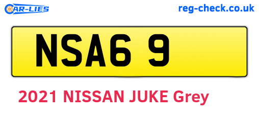 NSA69 are the vehicle registration plates.