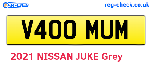 V400MUM are the vehicle registration plates.