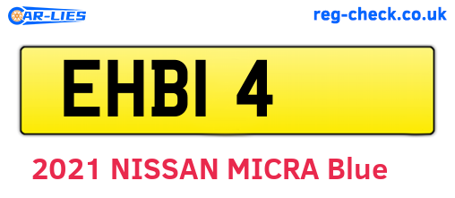 EHB14 are the vehicle registration plates.