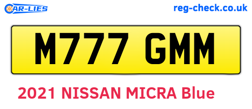 M777GMM are the vehicle registration plates.