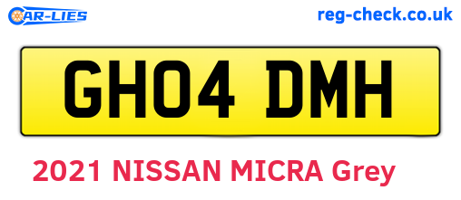 GH04DMH are the vehicle registration plates.