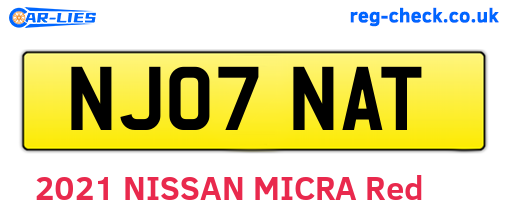 NJ07NAT are the vehicle registration plates.