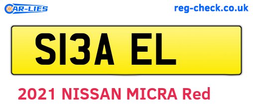 S13AEL are the vehicle registration plates.