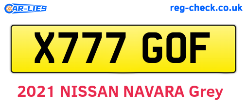 X777GOF are the vehicle registration plates.