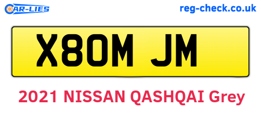 X80MJM are the vehicle registration plates.