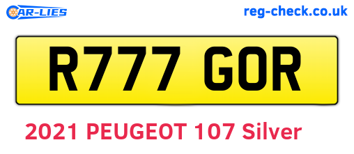 R777GOR are the vehicle registration plates.
